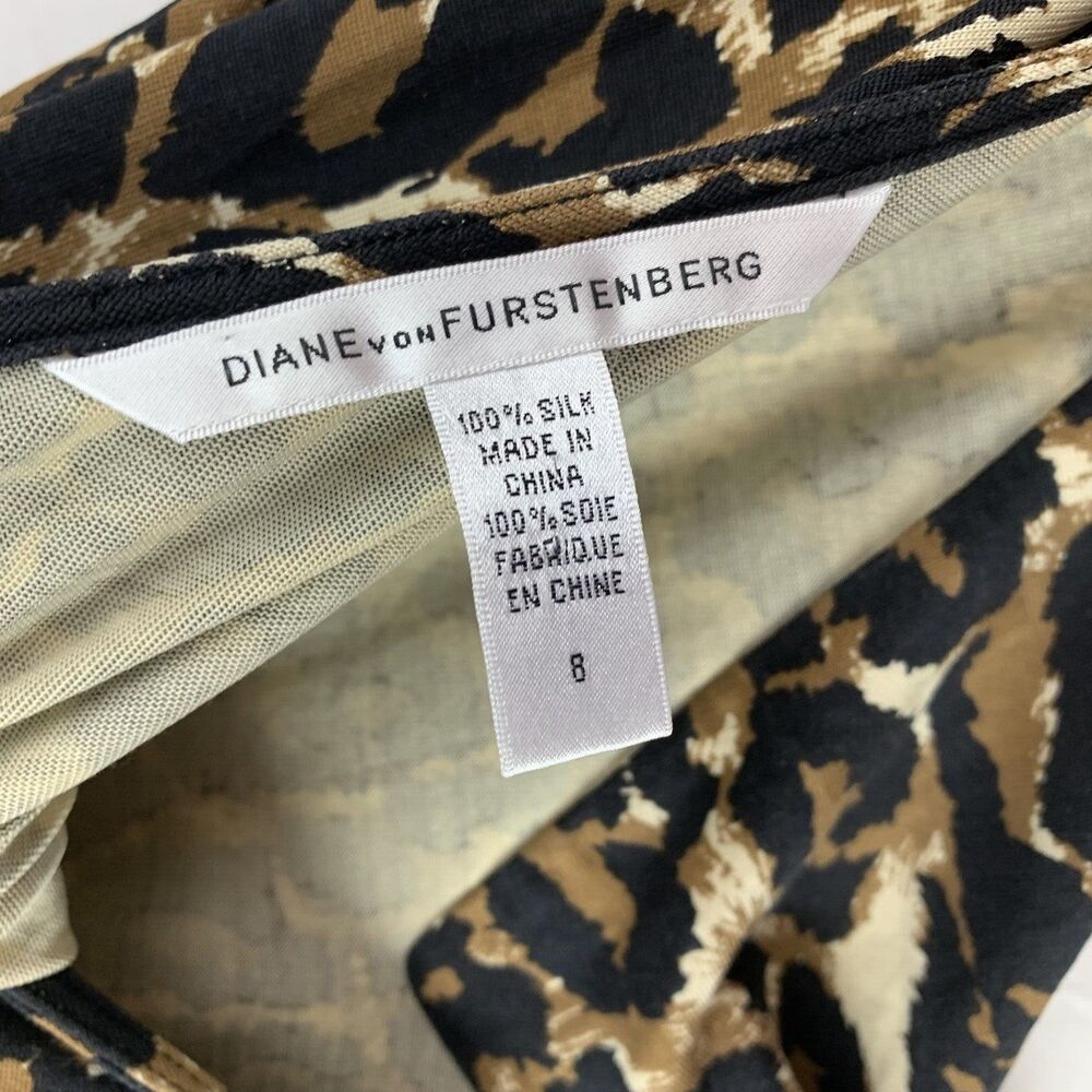 Diane Von Furstenberg DVF DRESS 100% Silk Leopard Animal Print Bodycon 8 Medium - Picture 5 of 16